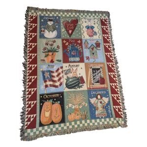 Vintage Vicky Howard Weaved Month blanket 68 X 52